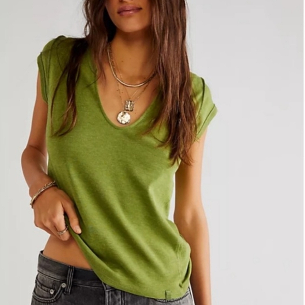 We The Free People Shirt Moss Green Women's Extra Large XL Top